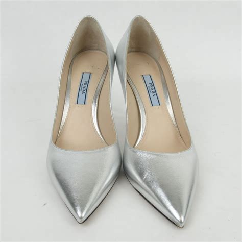 prada silver pumps